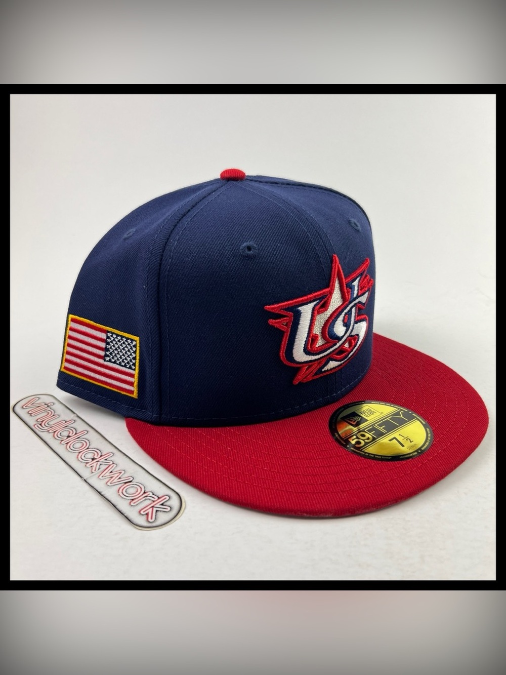 USA World Baseball Classic Fitted Hat New Era 59FIFTY Size 7 1/2 Blue Red New